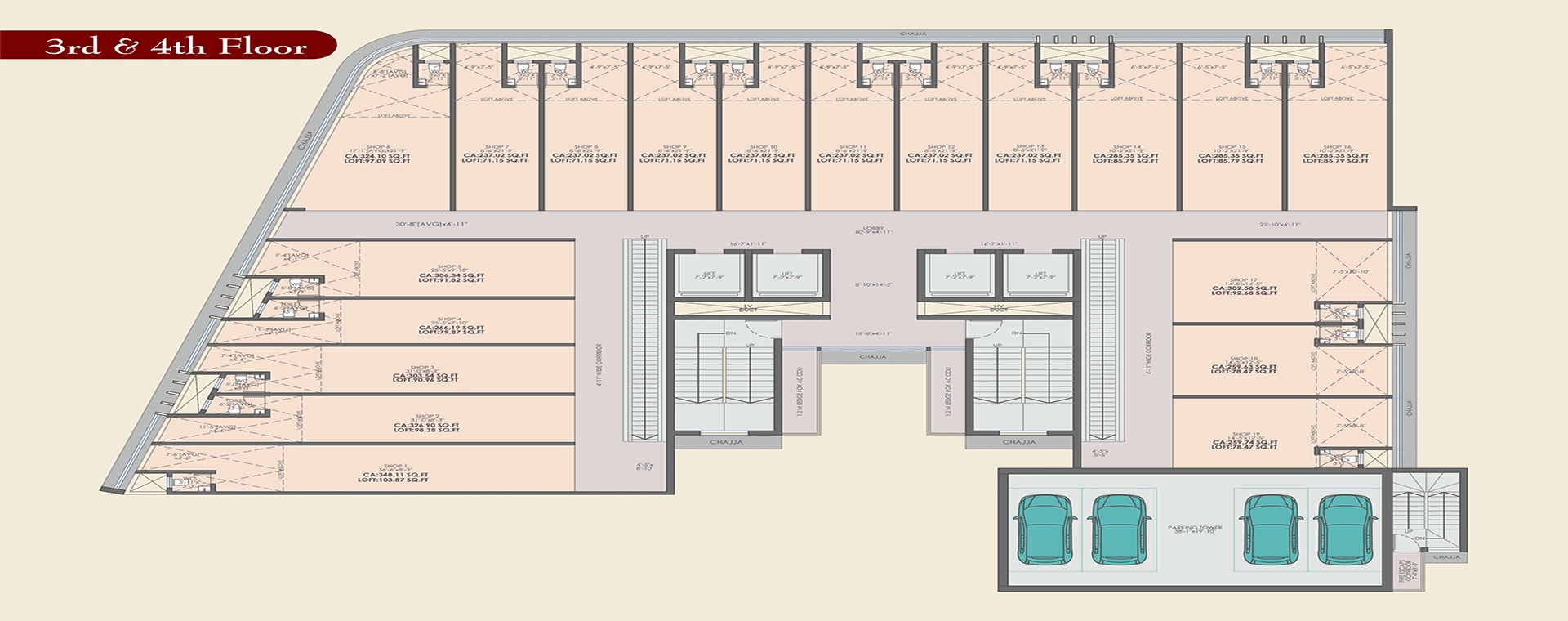 Third and Fourth Floor Plan