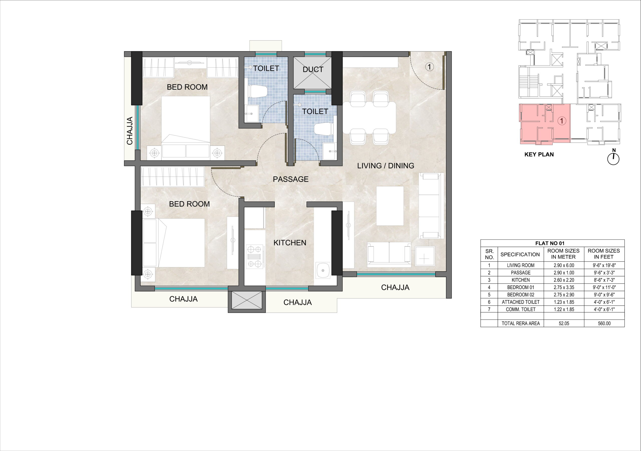 Flat No 01 Plan